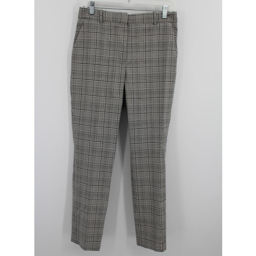 Reiss Alenna Plaid Trouser Pant 6 Black Gray Academia Work Career